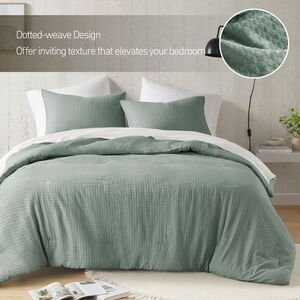 Regency Heights - Breathable Woven Waffle Knit Comforter Sets, Moder Green